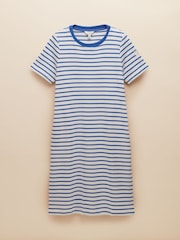 Joules Eden Blue Striped Short Sleeve Jersey Dress - Image 6 of 6