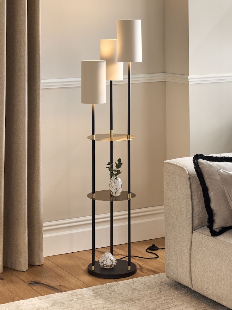 Black Hudson Shelved Floor Lamp - Image 1 of 6 Black Hudson Shelved Floor Lamp - Image 1 of 6