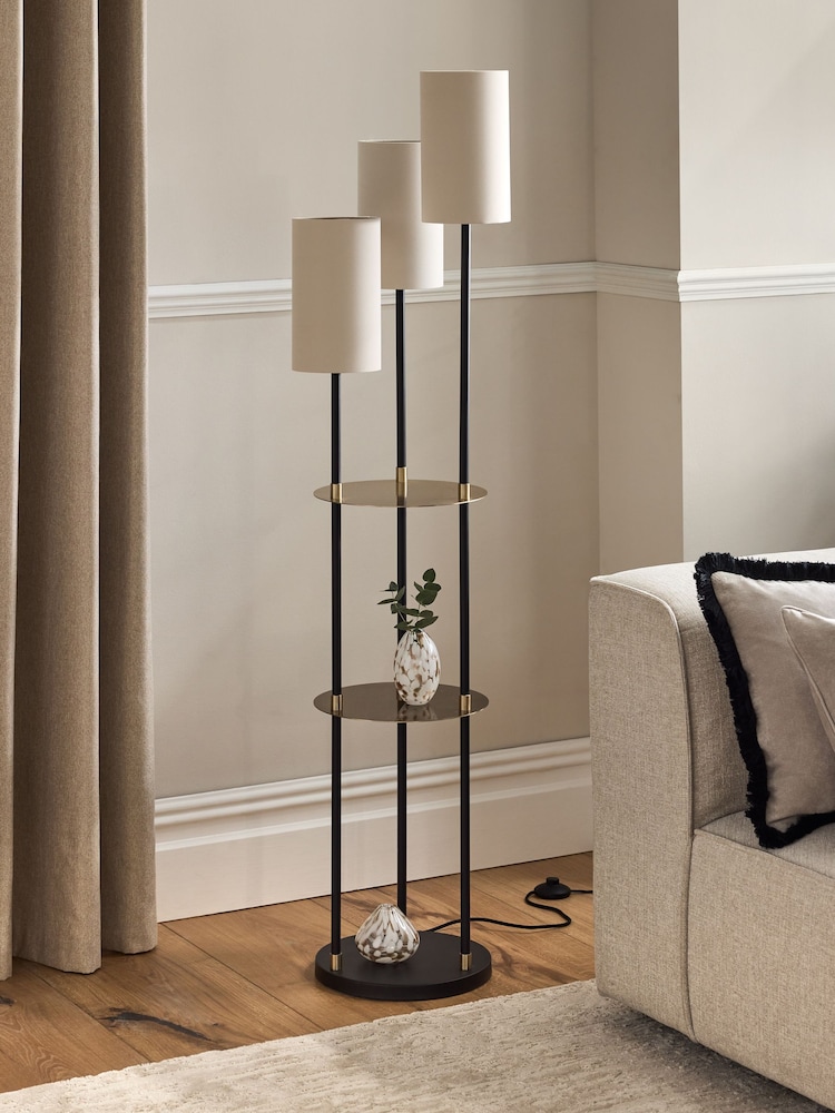 Black Hudson Shelved Floor Lamp - Image 2 of 6 Black Hudson Shelved Floor Lamp - Image 2 of 6