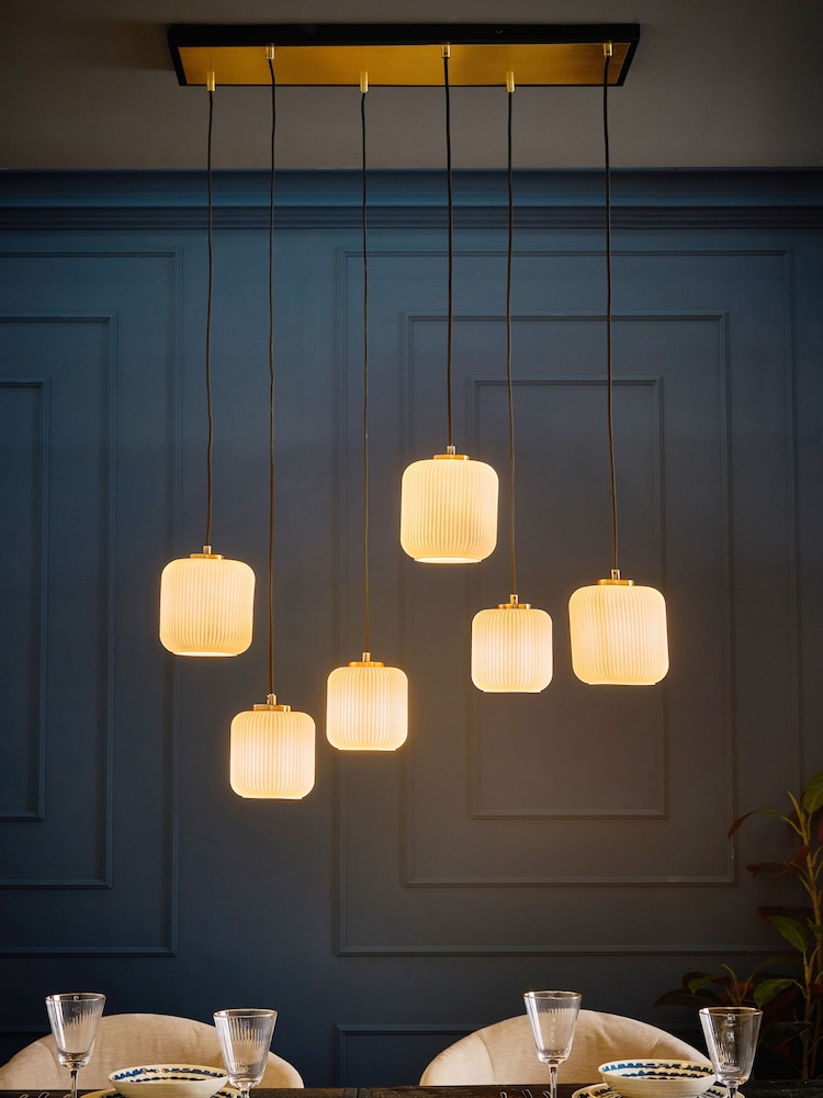 Black Ryker 6 Light Fitting Linear Pendant Ceiling Light - Image 1 of 6 Black Ryker 6 Light Fitting Linear Pendant Ceiling Light - Image 1 of 6