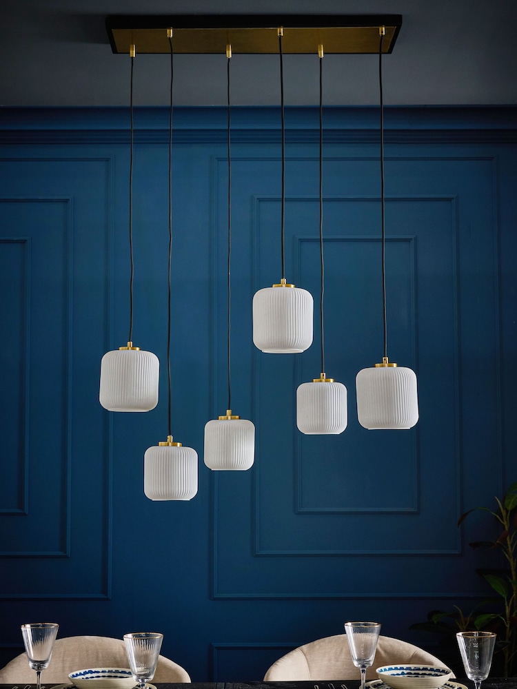 Black Ryker 6 Light Fitting Linear Pendant Ceiling Light - Image 2 of 6
