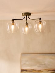 Brass Chester 3 Light Flush Fitting Ceiling Light - Image 1 of 5