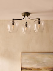 Brass Chester 3 Light Flush Fitting Ceiling Light - Image 2 of 5