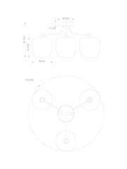 Brass Chester 3 Light Flush Fitting Ceiling Light - Image 4 of 5