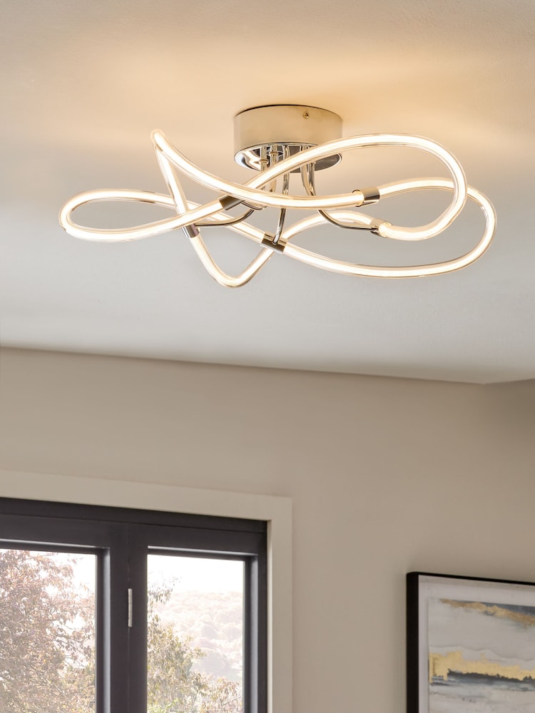 Chrome Mika Flush Ceiling Light - Image 1 of 6