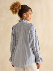 Joules Mae Navy/White Relaxed Fit Frill Neck Shirt - Image 2 of 7
