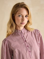 Joules Mariella Pink & White Frill Neck Blouse - Image 3 of 6
