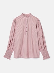 Joules Mariella Pink & White Frill Neck Blouse - Image 6 of 6