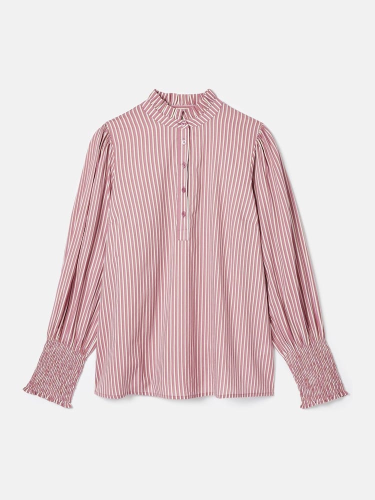 Joules Mariella Pink & White Frill Neck Blouse - Image 6 of 6