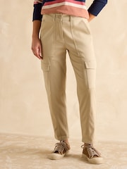 Joules Cream Tapered Leg Cargo Trousers - Image 1 of 6