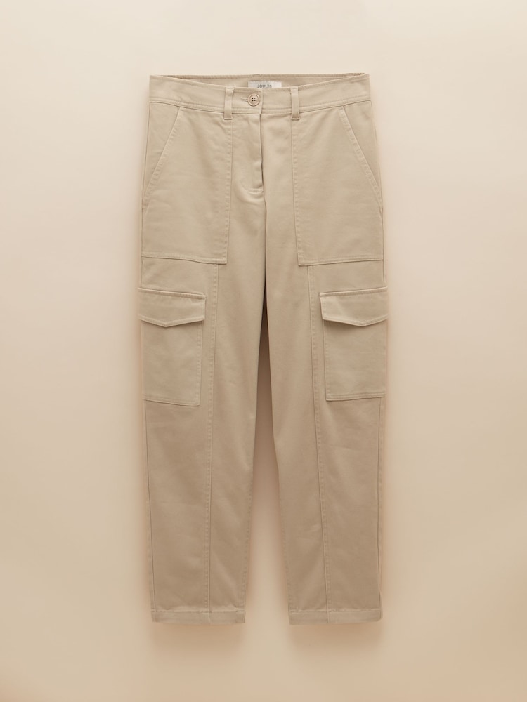 Joules Cream Tapered Leg Cargo Trousers - Image 6 of 6