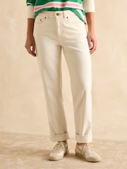 Joules Cream Straight Fit Mid Rise Jeans - Image 1 of 6