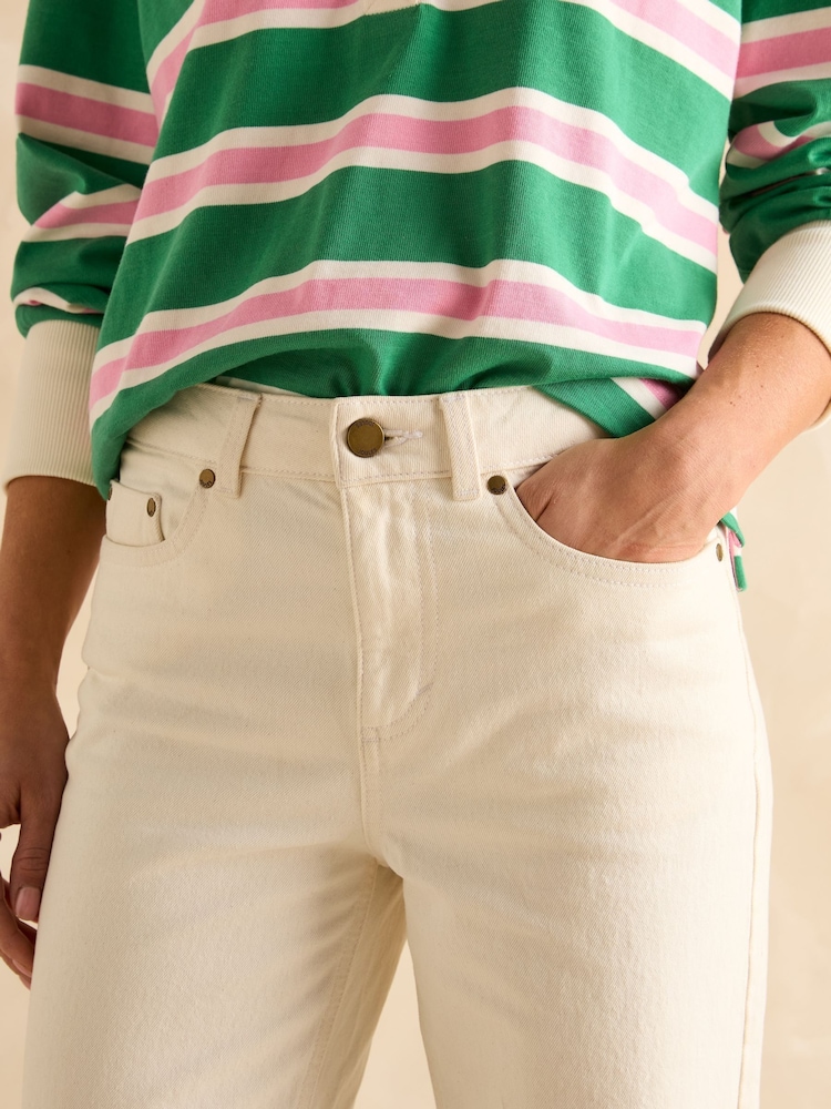 Joules Ecru Straight Fit Mid Rise Jeans - Image 4 of 6