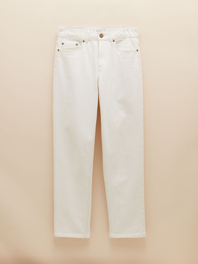 Joules Cream Straight Fit Mid Rise Jeans - Image 6 of 6