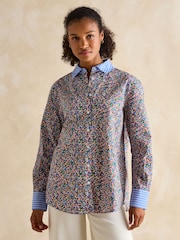 Joules Amilla Ditsy Print Longline Relaxed Fit Shirt - Image 1 of 6