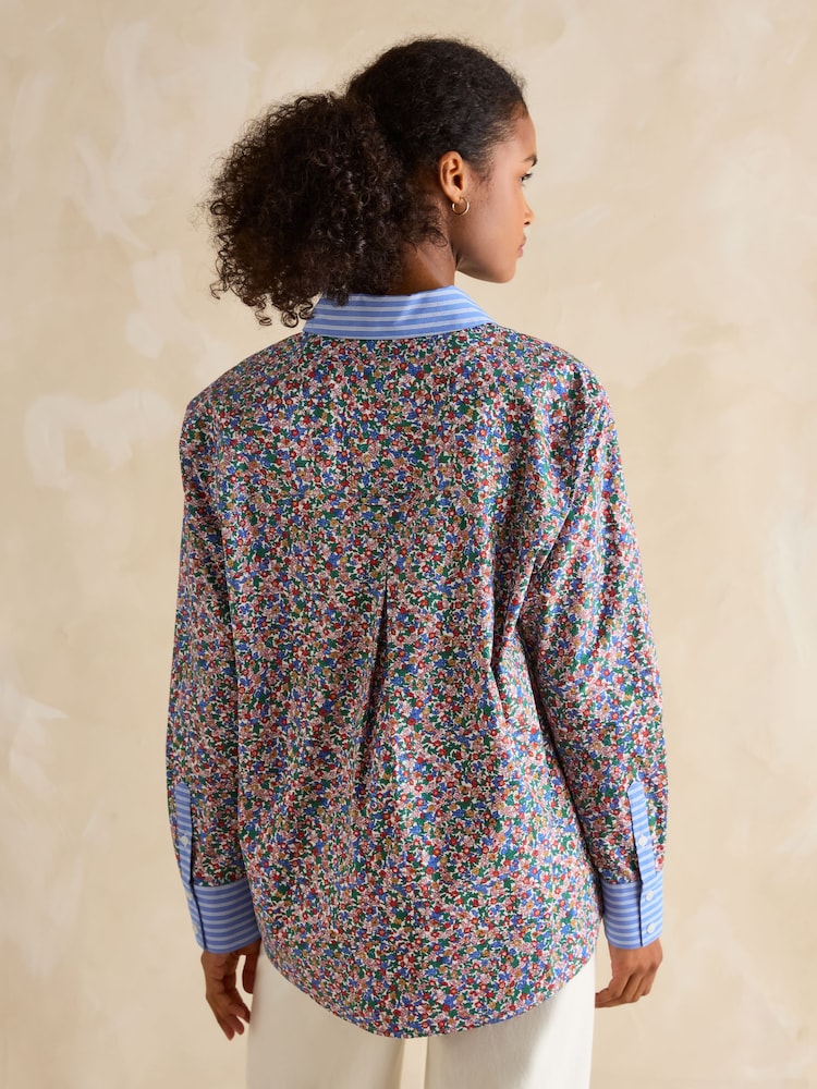 Joules Amilla Ditsy Print Longline Relaxed Fit Shirt - Image 2 of 6
