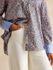 Joules Amilla Ditsy Print Longline Relaxed Fit Shirt - Image 5 of 6