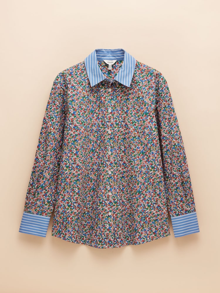 Joules Amilla Ditsy Print Longline Relaxed Fit Shirt - Image 6 of 6