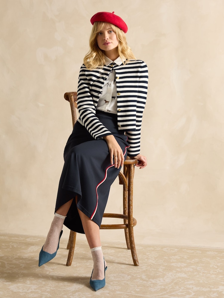 Joules Pia Navy Blue Ponte Jersey Skirt - Image 6 of 7