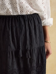 Joules Black Broderie Tiered Maxi Skirt - Image 3 of 7