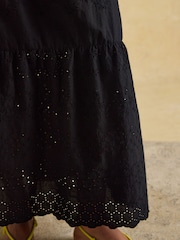 Joules Black Broderie Tiered Maxi Skirt - Image 5 of 7