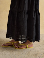 Joules Black Broderie Tiered Maxi Skirt - Image 6 of 7