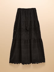 Joules Black Broderie Tiered Maxi Skirt - Image 7 of 7