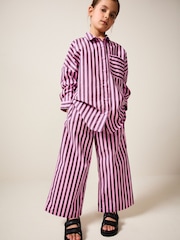 Pink and Chocolate 100% Cotton Stripe 100% Cotton Shirt and Trousers Set (3-16yrs) - Image 3 of 5