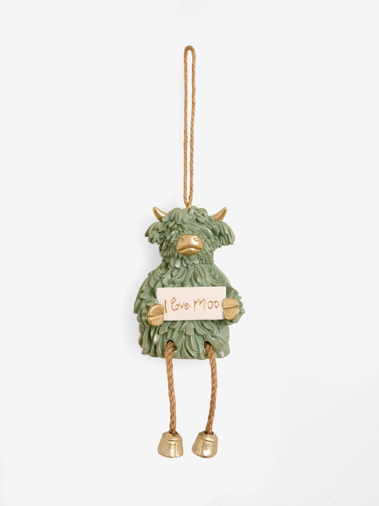 Green Hamish The Highland Cow I Love Moo Hanging Decoration - Image 1 of 2