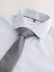 Grey Stripe Slim Fit Shirt And Tie Set - Image 7 of 8