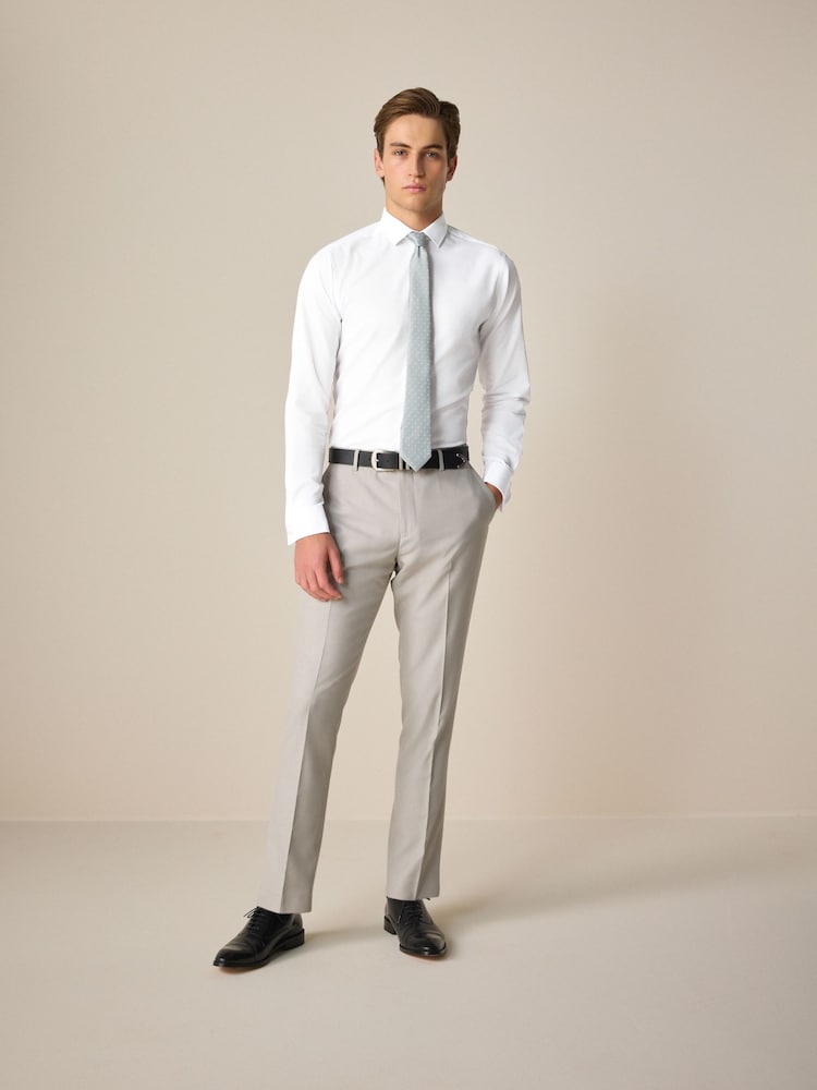 White/Sage Green Dot Slim Fit Occasion Shirt And Tie Pack - Image 3 of 8