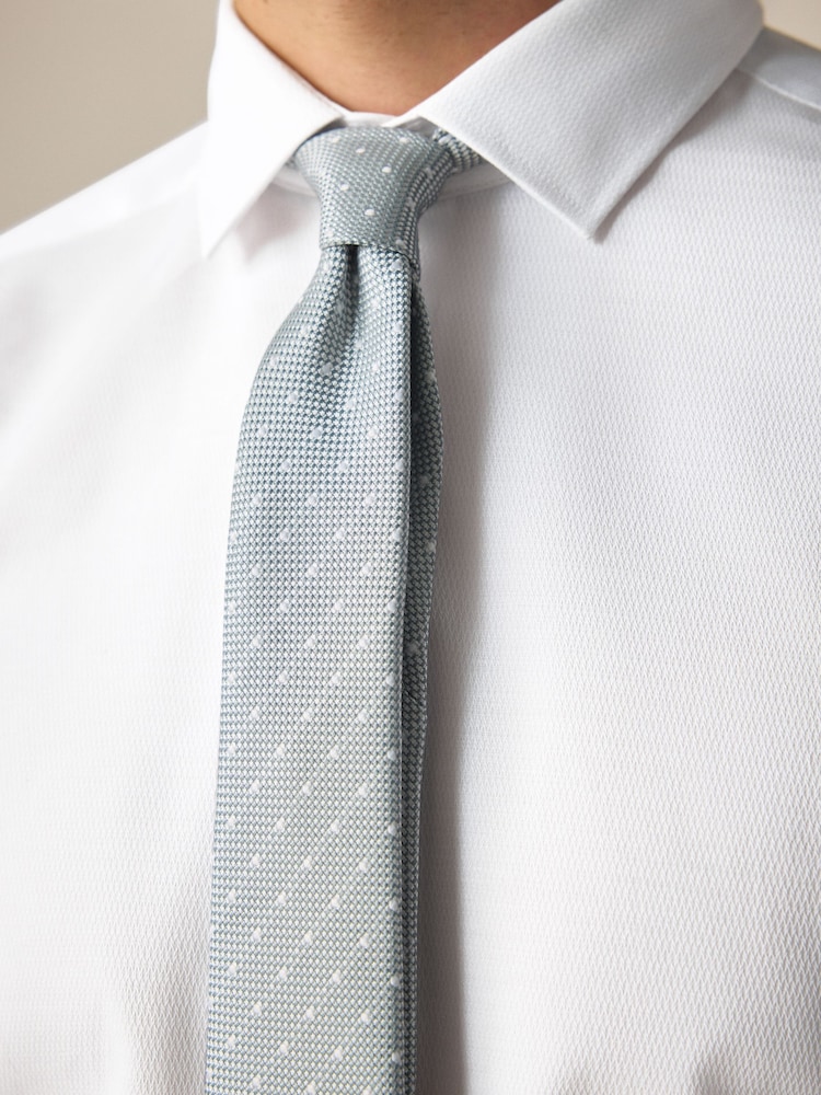 White/Sage Green Dot Slim Fit Occasion Shirt And Tie Pack - Image 5 of 8