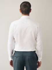 White Slim Fit 100% Pima Cotton Sateen Finish Long Sleeve Signature Shirt - Image 3 of 7