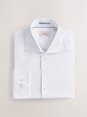 White Slim Fit 100% Pima Cotton Sateen Finish Long Sleeve Signature Shirt - Image 5 of 7