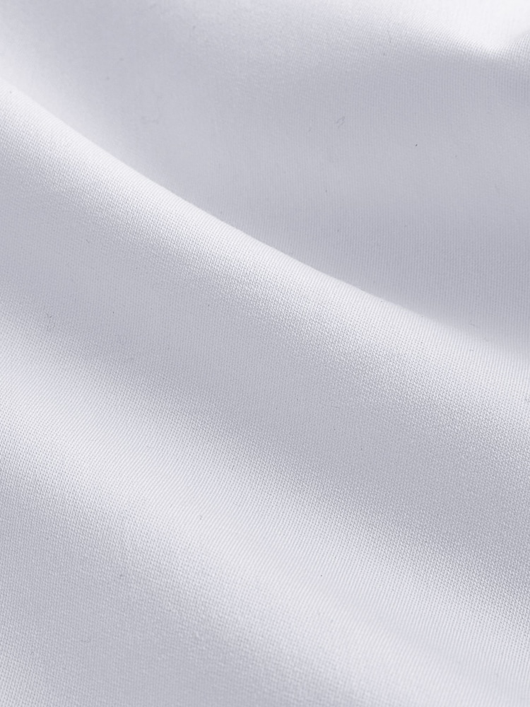 White Slim Fit 100% Pima Cotton Sateen Finish Long Sleeve Signature Shirt - Image 7 of 7