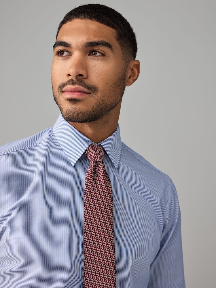 Blue Stripe Slim Fit Shirt And Tie Set - Image 4 of 8