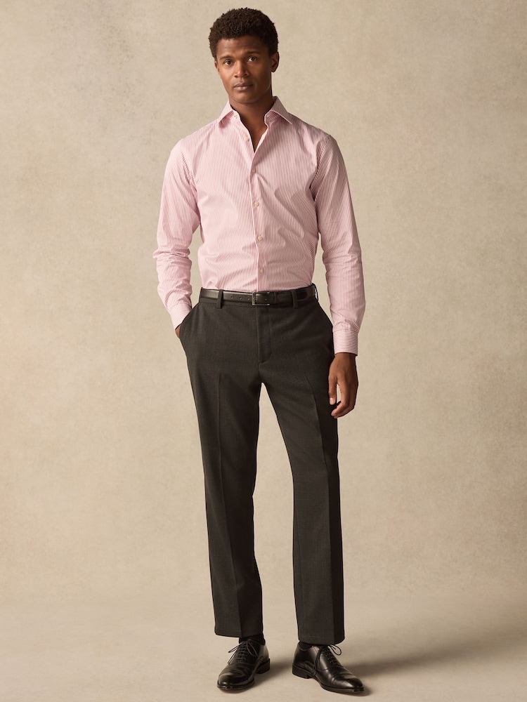 Red Stripe Slim Fit 100% Cotton Long Sleeve Shirt - Image 4 of 10