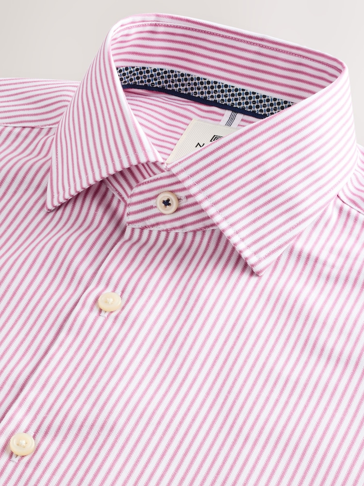 Red Stripe Slim Fit 100% Cotton Long Sleeve Shirt - Image 9 of 10