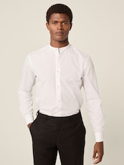 White Grandad Collar Easy Care Smart Shirt - Image 1 of 7