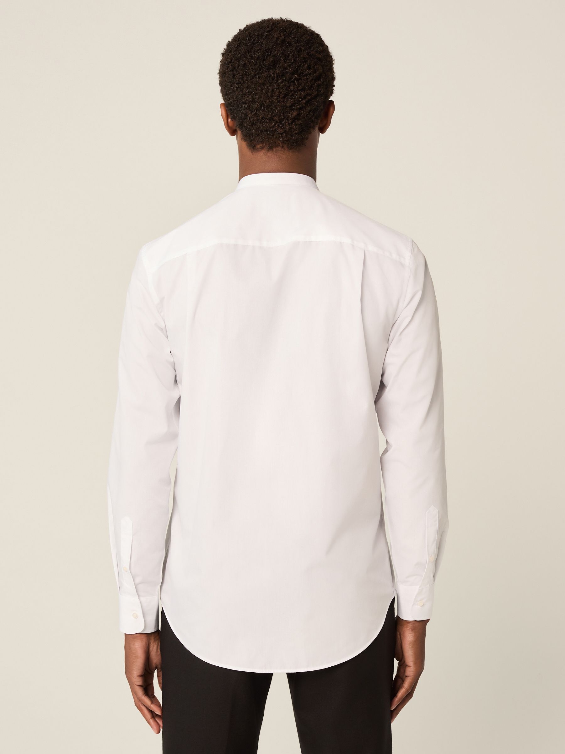 USL Men's Grandad Collar Shirt – White, Long Sleeve With Pocket (Style R504)