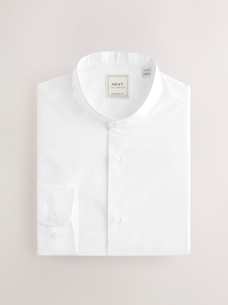 White Grandad Collar Easy Care Smart Shirt - Image 5 of 7