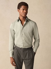 зеленый добби - Premium 100% Cotton Textured Shirt - Image 1 of 7