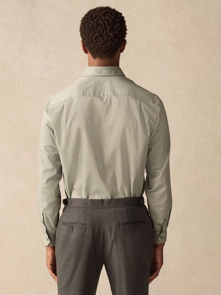 зеленый добби - Premium 100% Cotton Textured Shirt - Image 2 of 7