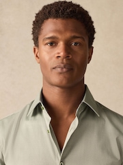 зеленый добби - Premium 100% Cotton Textured Shirt - Image 5 of 7