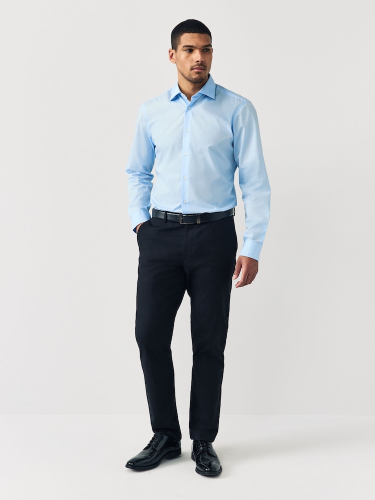 Blue Slim Fit Cutaway Collar Easy Care Smart Shirt - Image 3 of 8