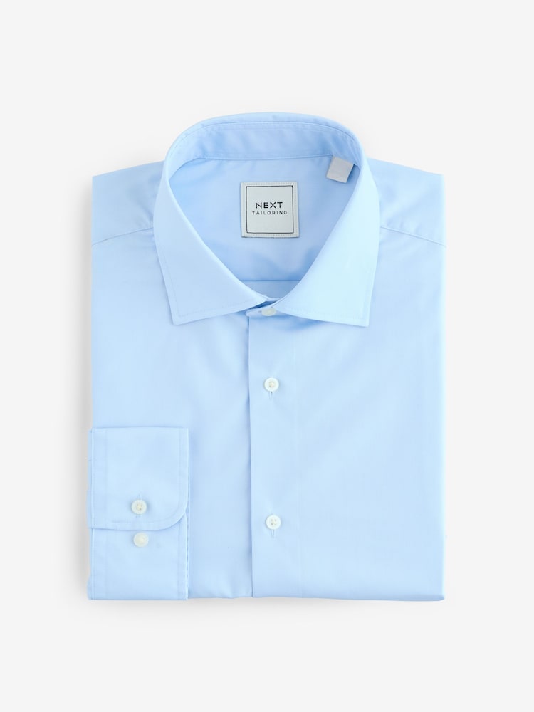 Blue Slim Fit Cutaway Collar Easy Care Smart Shirt - Image 6 of 8