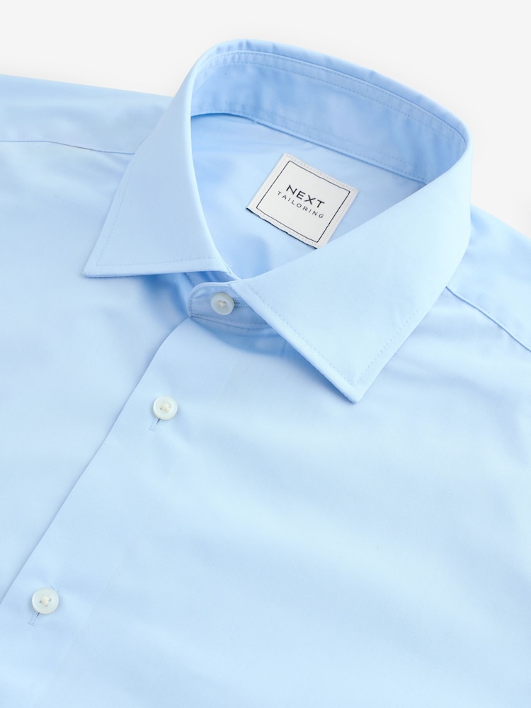Blue Slim Fit Cutaway Collar Easy Care Smart Shirt - Image 7 of 8