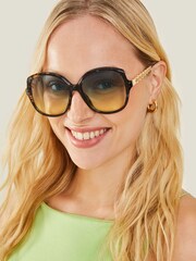 Accessorize Blue Oversized Circle Arm Sunglasses - Image 3 of 3