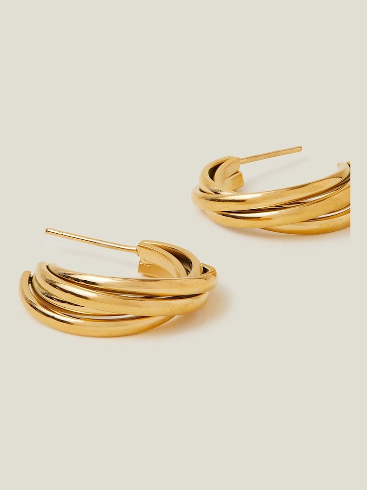 Accessorize Gold Tone Stainless Steel Twist Hoop Earrings - Image 1 of 3