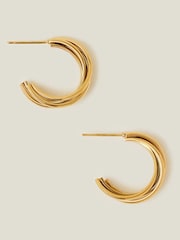 Accessorize Gold Tone Stainless Steel Twist Hoop Earrings - Image 2 of 3